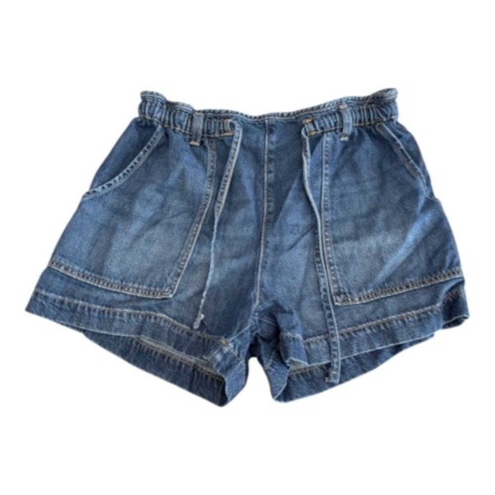 Time and Tru Womens Blue Denim Pull On Utility Shorts Size L 12-14 Elastic Waist